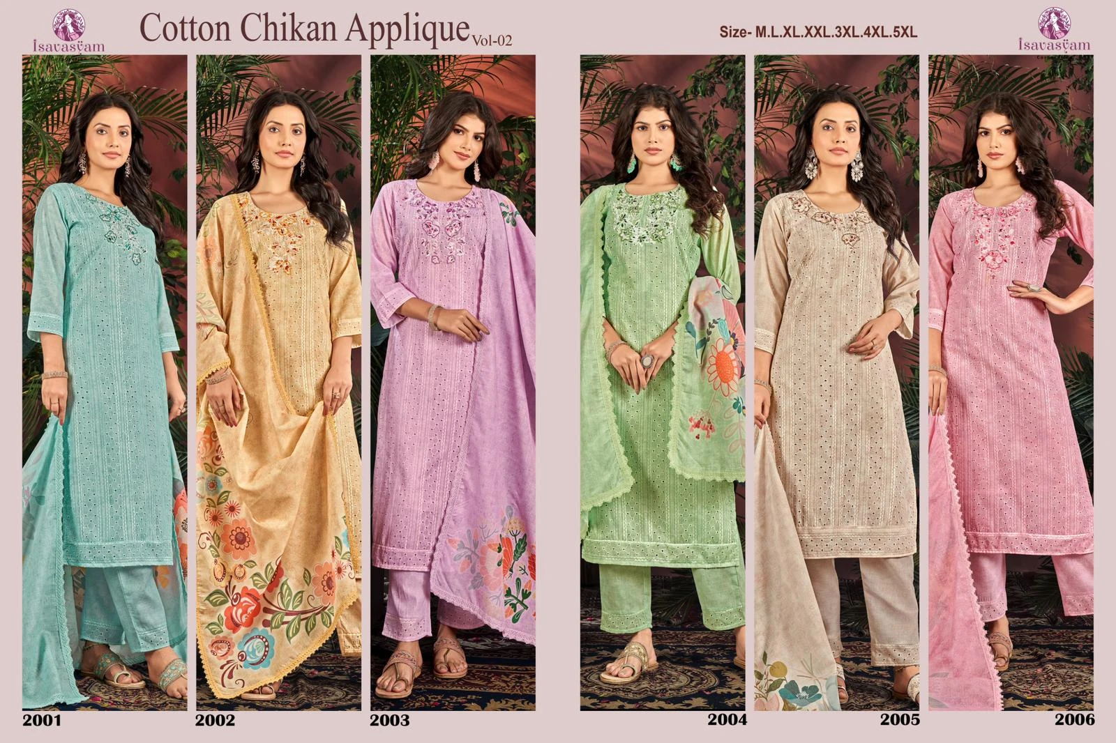 Isavasyam Corporation Cotton Chikan Applique Vol-02 100% Camric Cotton Wholesale Readymade Salwar Suit Catalog — Wholesale Readymade Suit, MPA wholesale from Surat — view 7